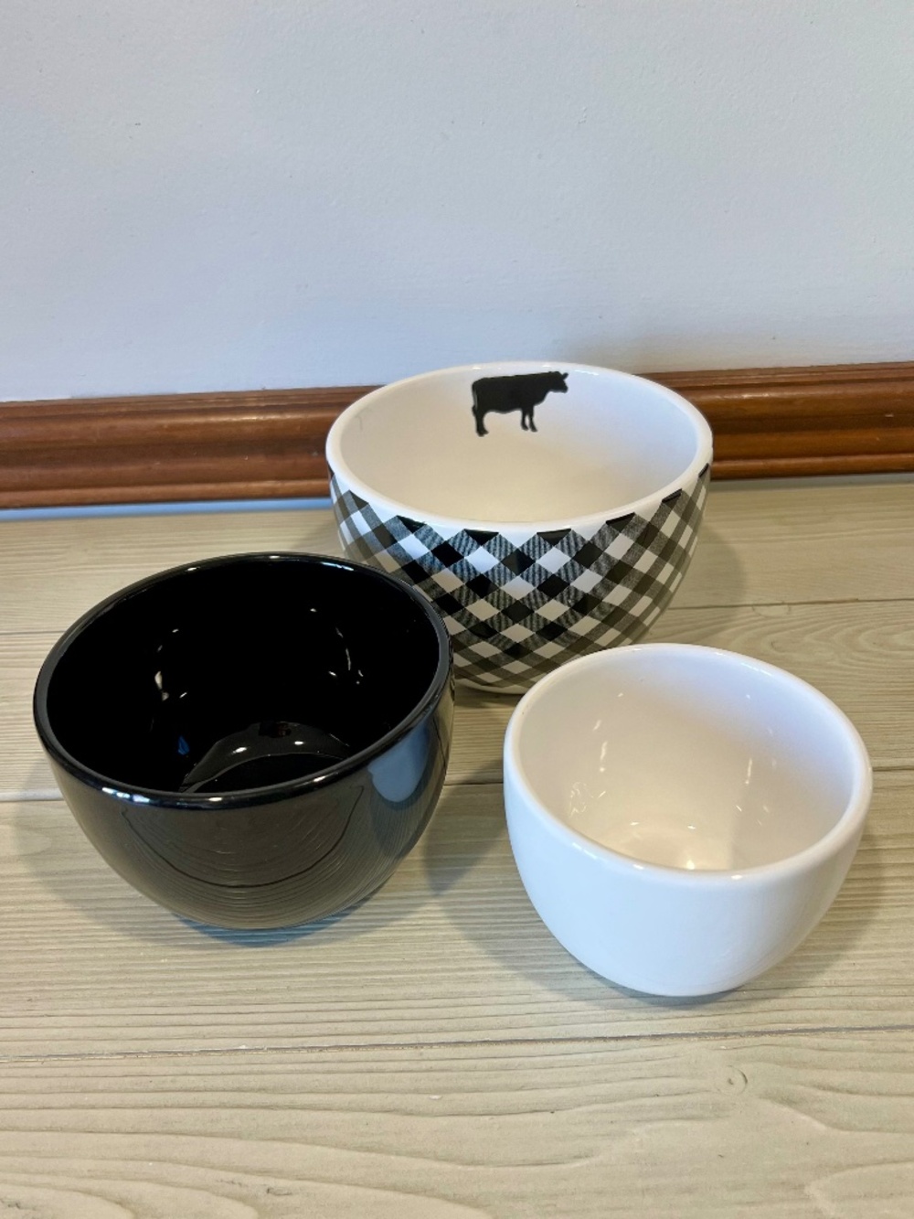 dei Black & White Gingham Nesting Bowl Set - Small Set of Three
